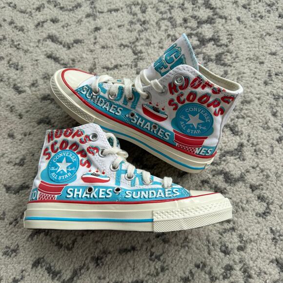 New Converse Chuck 70 Hi Frozen Treats Shoes Ice Cream Blue Red Youth 1Y - Picture 8 of 11